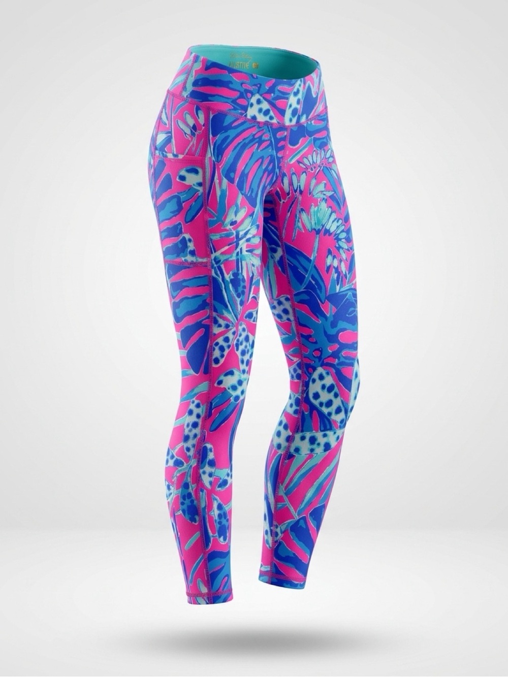 Lilly Pulitzer Vibrant Pink & Blue Tropical Leggings